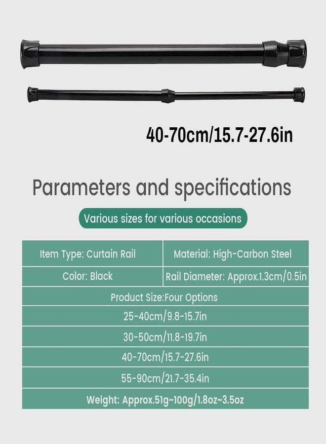 Glomora Tension Rod - Adjustable Telescopic 40-70cm, Easy Installation | High Carbon Steel, Black for Bathroom Curtains & Home Organization - Image 4
